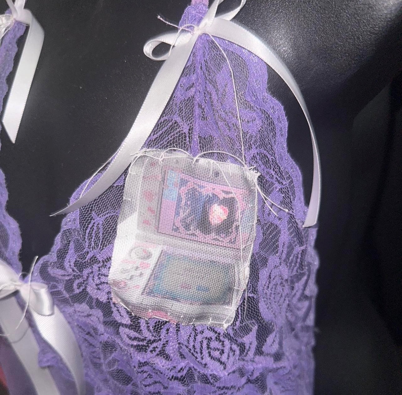 Baby purple gamer hellokitty lace top