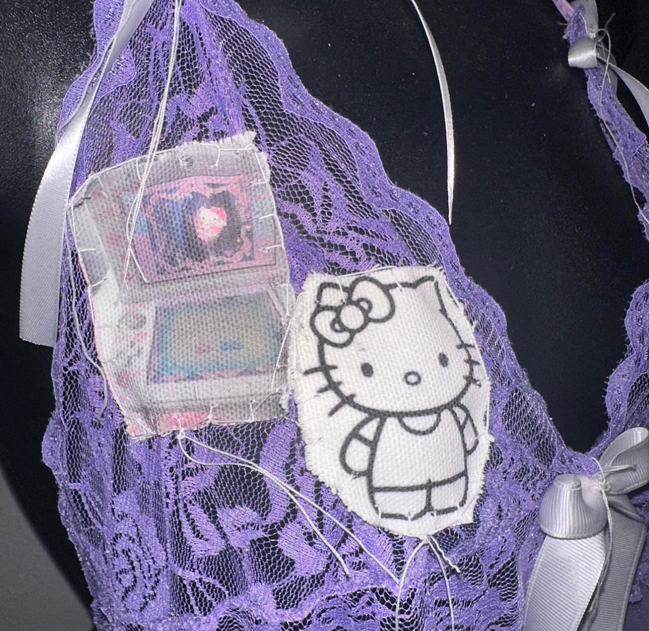 Baby purple gamer hellokitty lace top